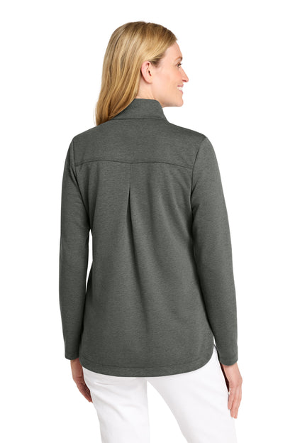 TravisMathew Women's Coveside Full-Zip in Dark Grey Heather, back on model