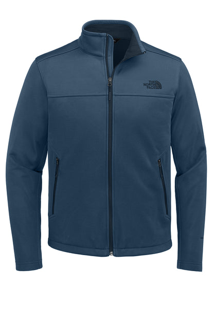 The North Face Chest Logo Ridgewall Soft Shell Jacket in Shady Blue, front flat