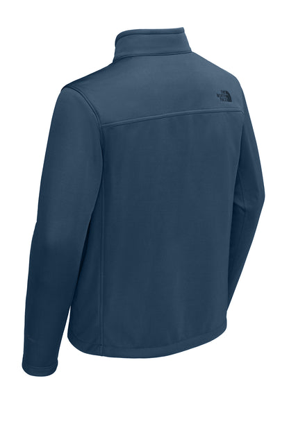 The North Face Chest Logo Ridgewall Soft Shell Jacket in Shady Blue, back flat