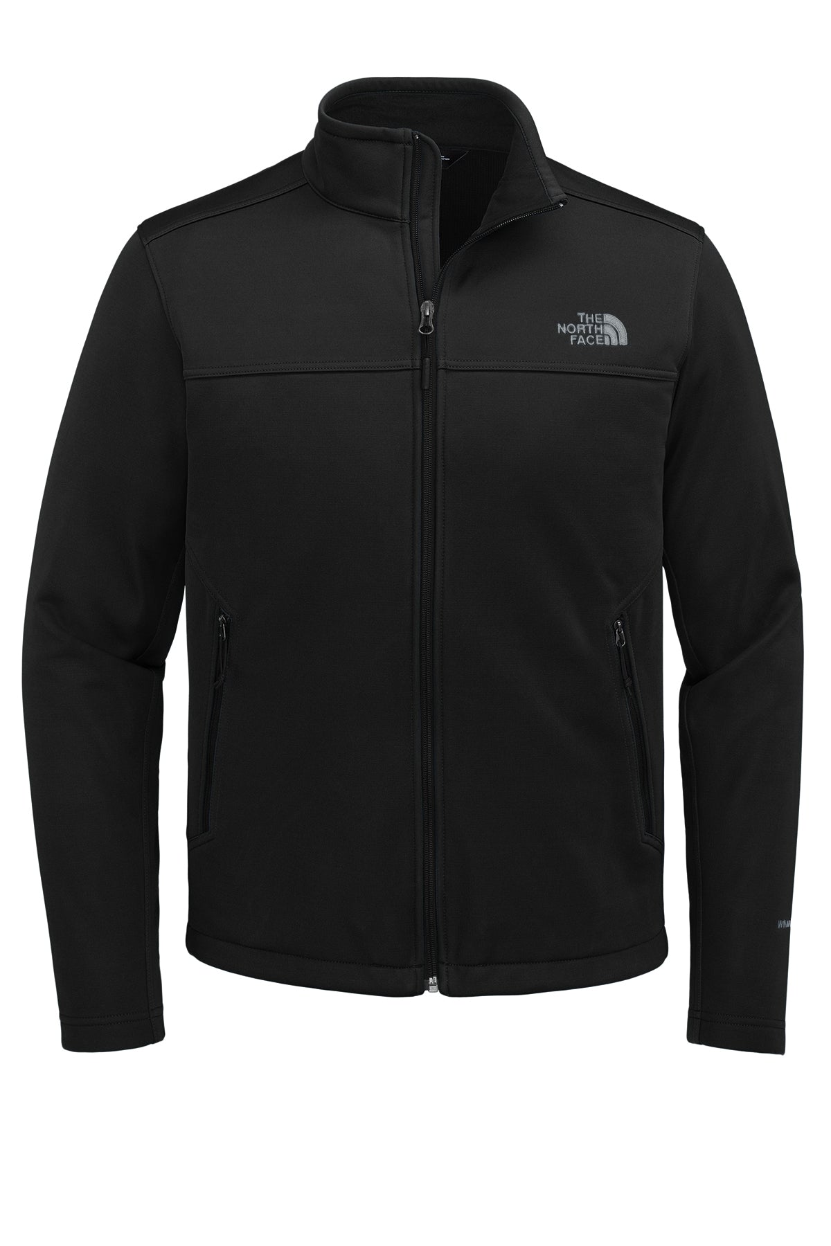 The North Face Chest Logo Ridgewall Soft Shell Jacket in TNF Black, front flat