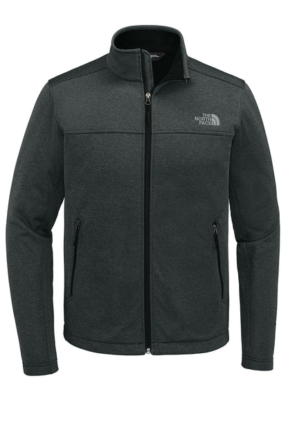 The North Face Chest Logo Ridgewall Soft Shell Jacket in TNF Dark Grey Heather, front flat