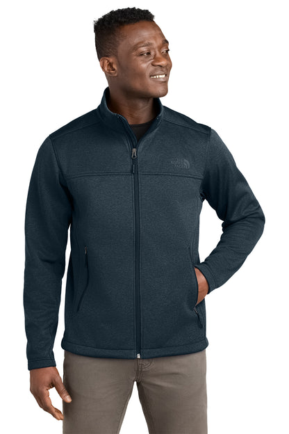 The North Face Chest Logo Ridgewall Soft Shell Jacket in Urban Navy Heather, front on model