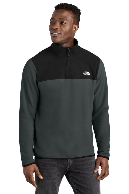 The North Face Glacier 1/4-Zip Fleece in Asphalt Grey/ TNF Black, front on model