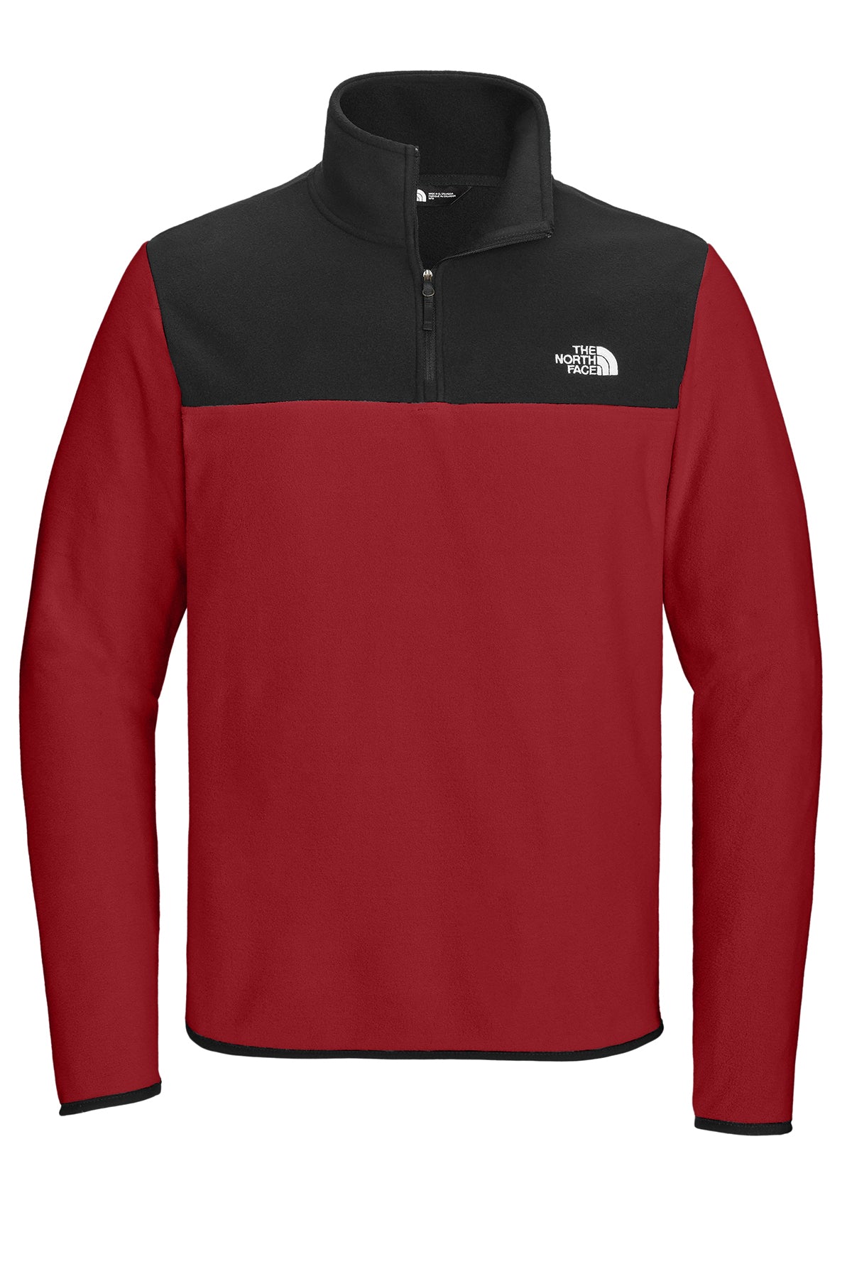 The North Face Glacier 1/4-Zip Fleece in Rage Red/ TNF Black, front flat