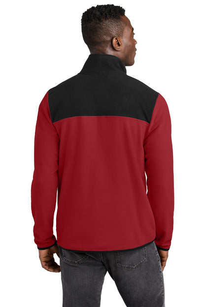 The North Face Glacier 1/4-Zip Fleece in Rage Red/ TNF Black, back on model