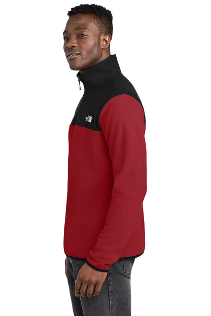 The North Face Glacier 1/4-Zip Fleece in Rage Red/ TNF Black, side on model