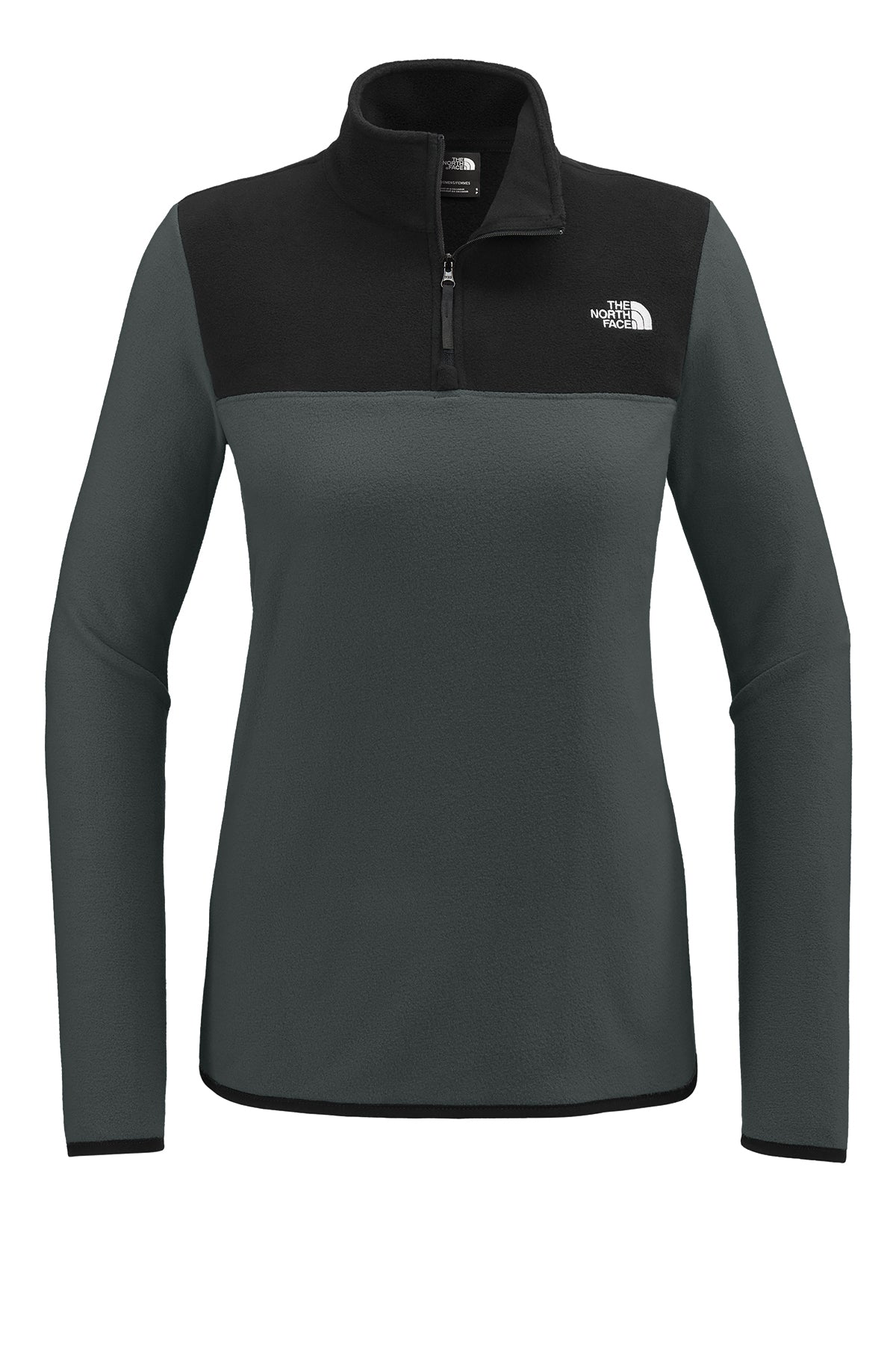 The North Face Women's Glacier 1/4-Zip Fleece in Asphalt Grey/ TNF Black, front flat