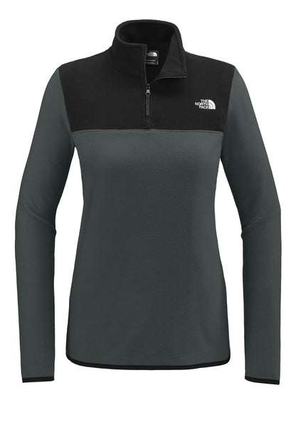 The North Face Women's Glacier 1/4-Zip Fleece in Asphalt Grey/ TNF Black, front flat
