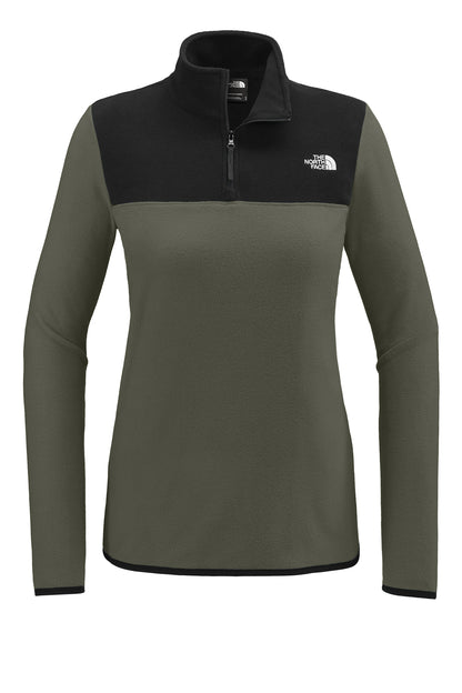 The North Face Women's Glacier 1/4-Zip Fleece in New Taupe Green/ TNF Black, front flat