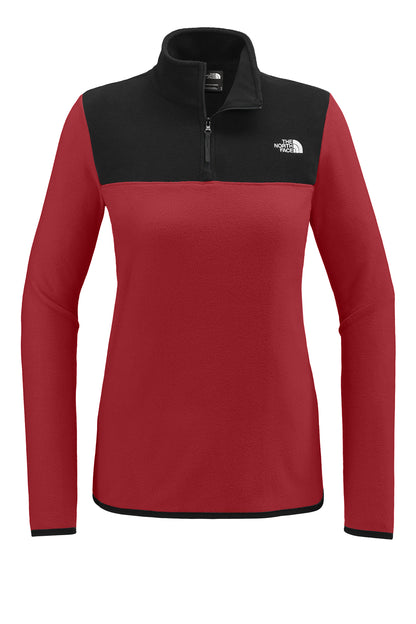 The North Face Women's Glacier 1/4-Zip Fleece in Rage Red / TNF Black, front flat