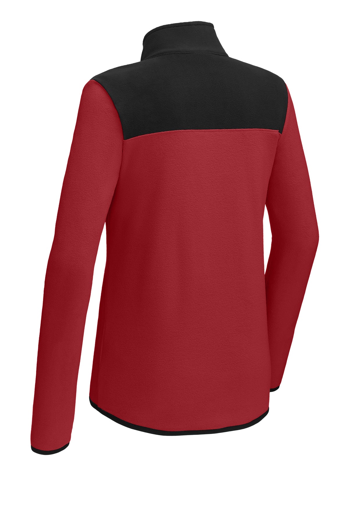 The North Face Women's Glacier 1/4-Zip Fleece in Rage Red / TNF Black, back flat