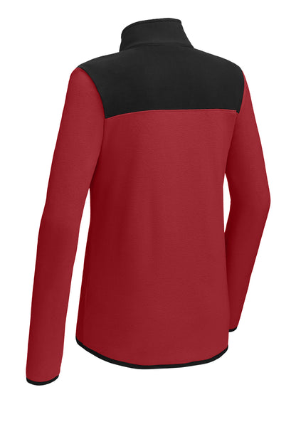 The North Face Women's Glacier 1/4-Zip Fleece in Rage Red / TNF Black, back flat