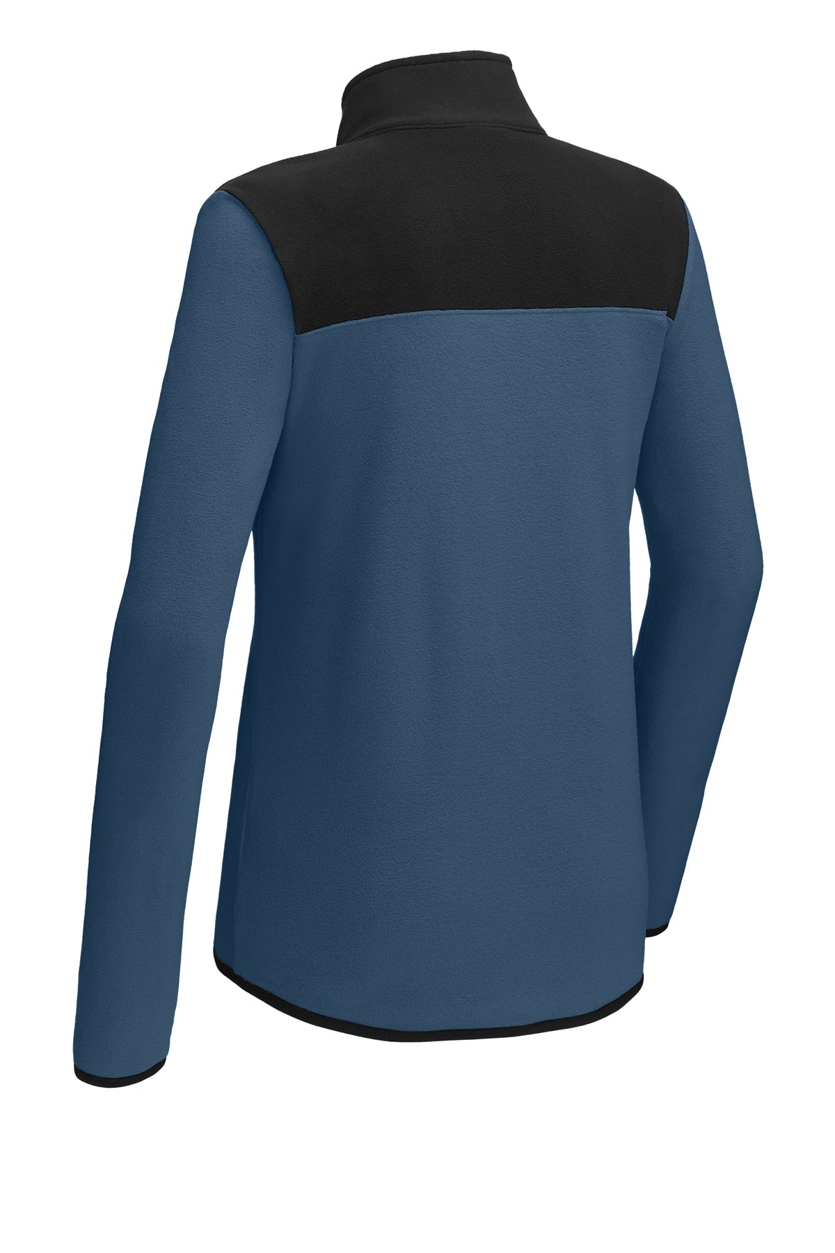 The North Face Women's Glacier 1/4-Zip Fleece in Shady Blue/ TNF Black, back flat