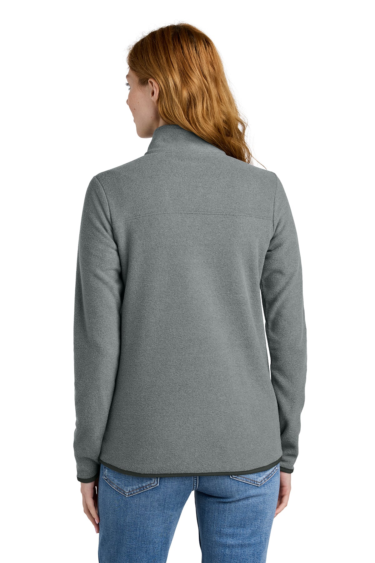 The North Face Women's Glacier 1/4-Zip Fleece in TNF Medium Grey Heather, back on model
