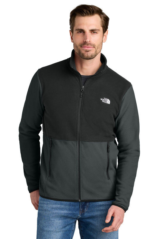 The North Face Glacier Full-Zip Fleece Jacket in Asphalt Grey/ TNF Black, front on model