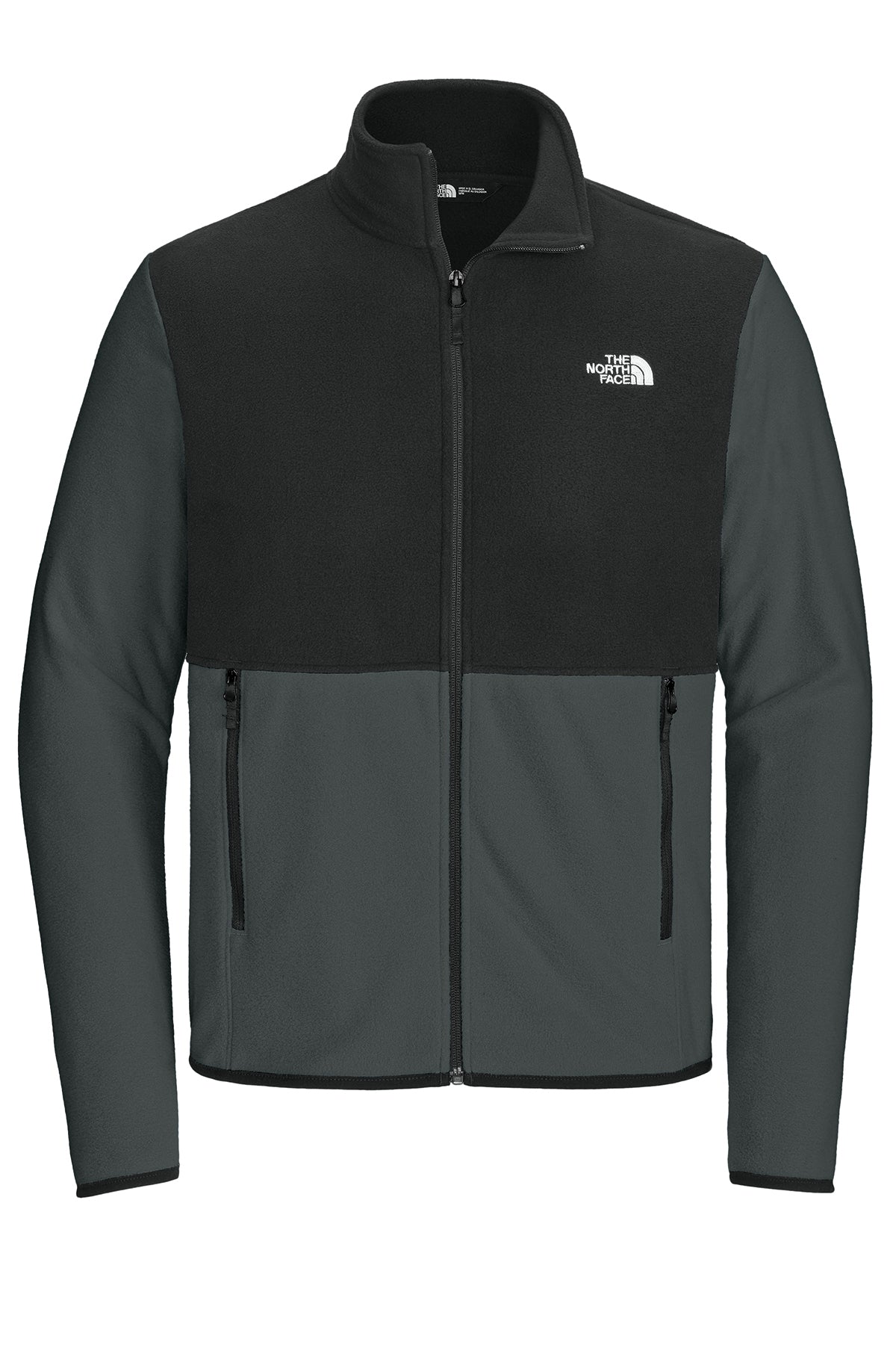 The North Face Glacier Full-Zip Fleece Jacket in Asphalt Grey/ TNF Black, front flat