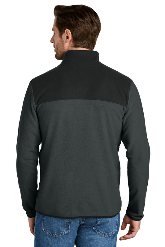 The North Face Glacier Full-Zip Fleece Jacket in Asphalt Grey/ TNF Black, back on model
