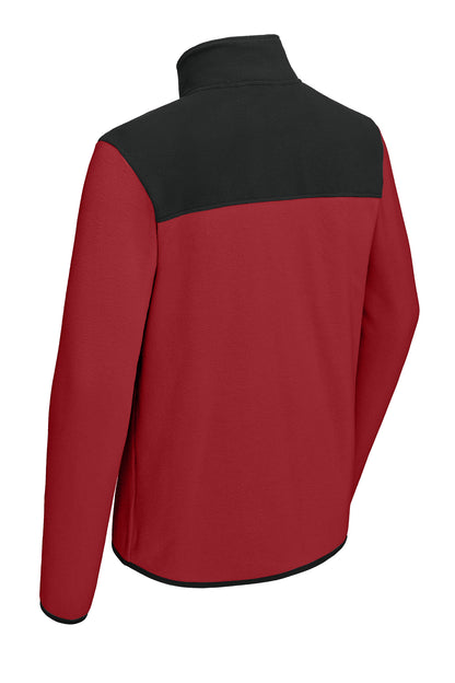 The North Face Glacier Full-Zip Fleece Jacket in Rage Red / TNF Black, back flat