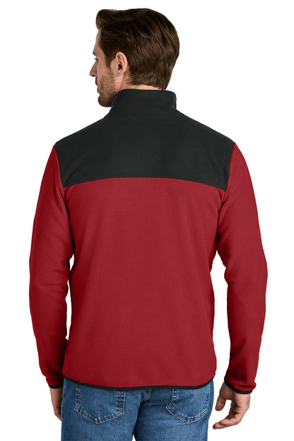 The North Face Glacier Full-Zip Fleece Jacket in Rage Red / TNF Black, back on model
