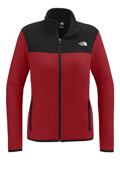 The North Face Women's Glacier Full-Zip Fleece Jacket in Rage Red / TNF Black, front flat