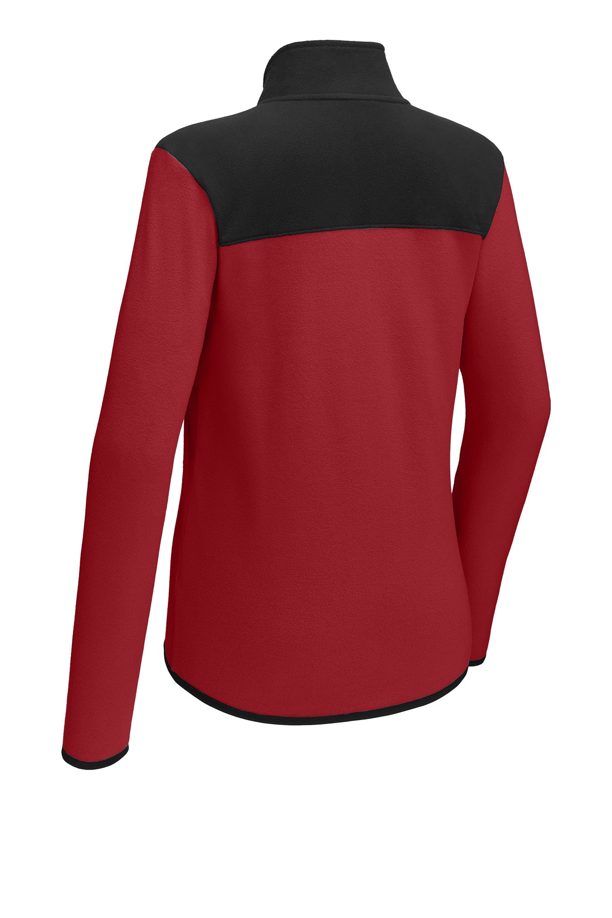 The North Face Women's Glacier Full-Zip Fleece Jacket in Rage Red / TNF Black, back flat