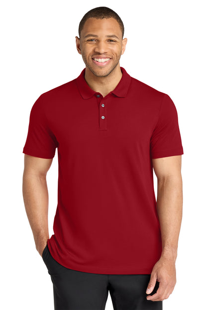 Mercer+Mettle Stretch Pique Polo in Apple Red, front on model