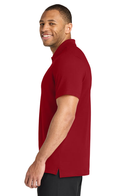 Mercer+Mettle Stretch Pique Polo in Apple Red, side on model
