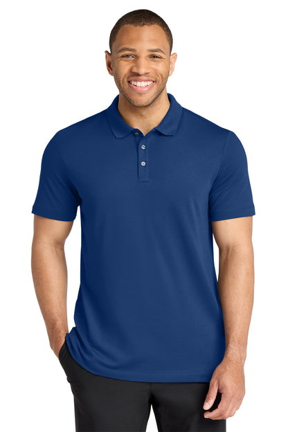 Mercer+Mettle Stretch Pique Polo in Blue Note, front on model