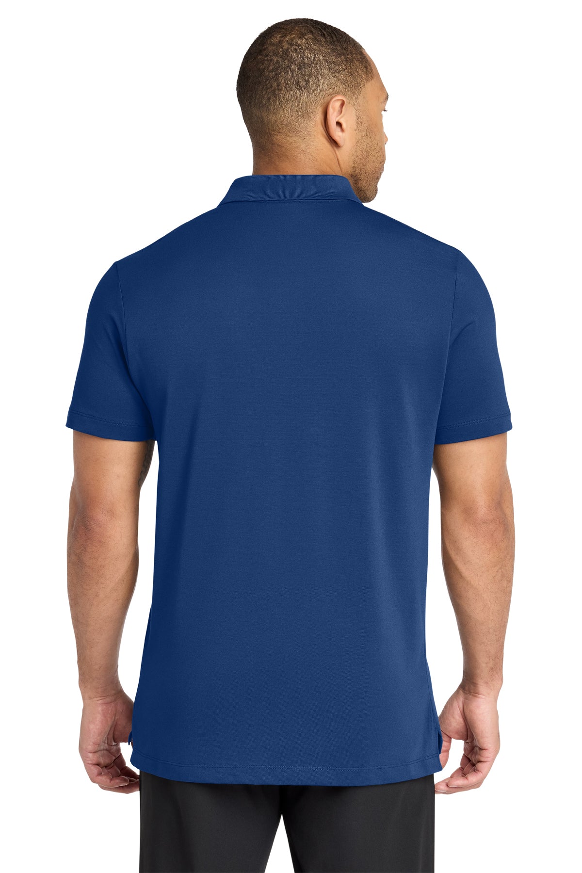 Mercer+Mettle Stretch Pique Polo in Blue Note, back on model