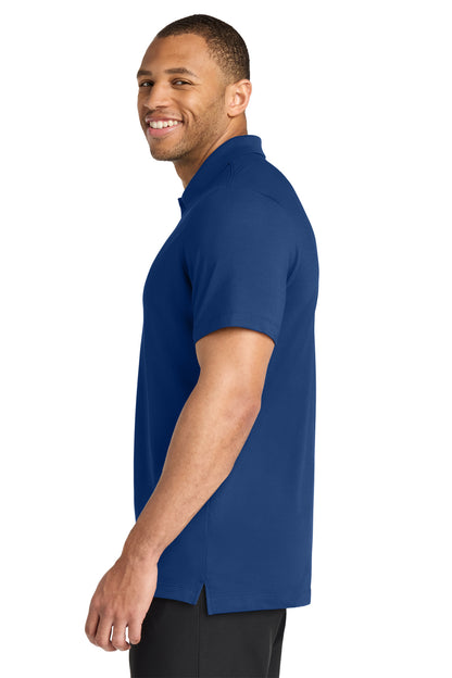 Mercer+Mettle Stretch Pique Polo in Blue Note, side on model
