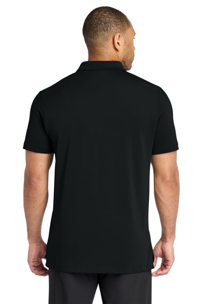 Mercer+Mettle Stretch Pique Polo in Deep Black, back on model