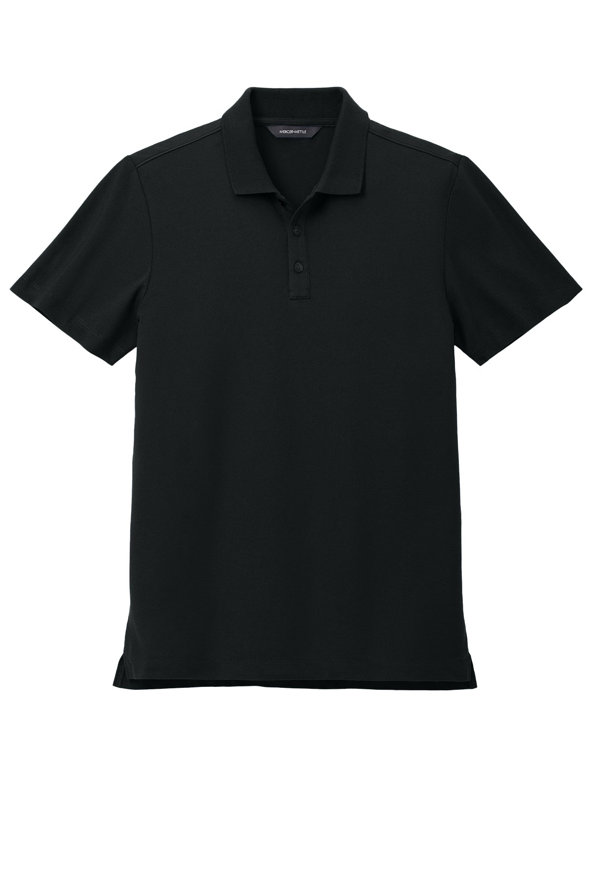 Mercer+Mettle Stretch Pique Polo in Deep Black, front flat