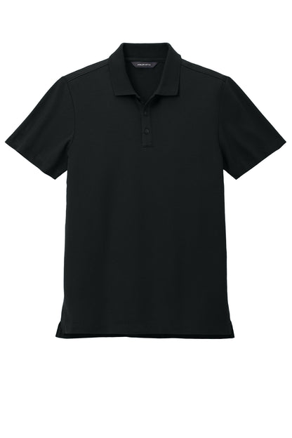 Mercer+Mettle Stretch Pique Polo in Deep Black, front flat
