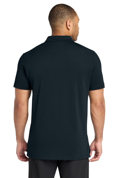 Mercer+Mettle Stretch Pique Polo in Night Navy, back on model