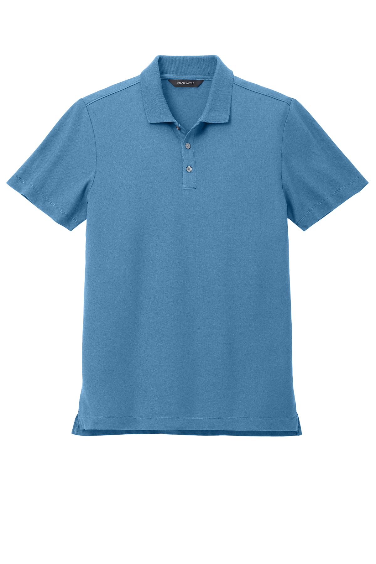 Mercer+Mettle Stretch Pique Polo in Parisian Blue, front flat