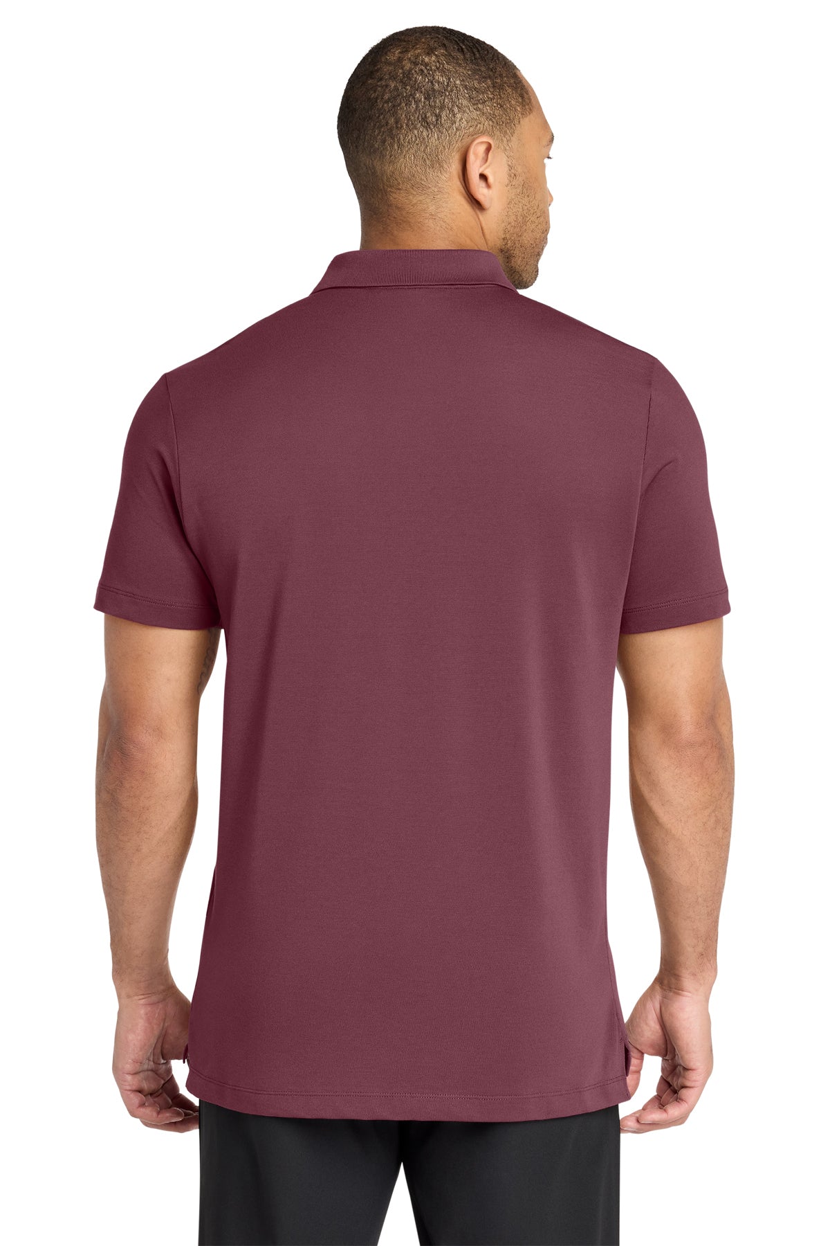 Mercer+Mettle Stretch Pique Polo in Rosewood, back on model