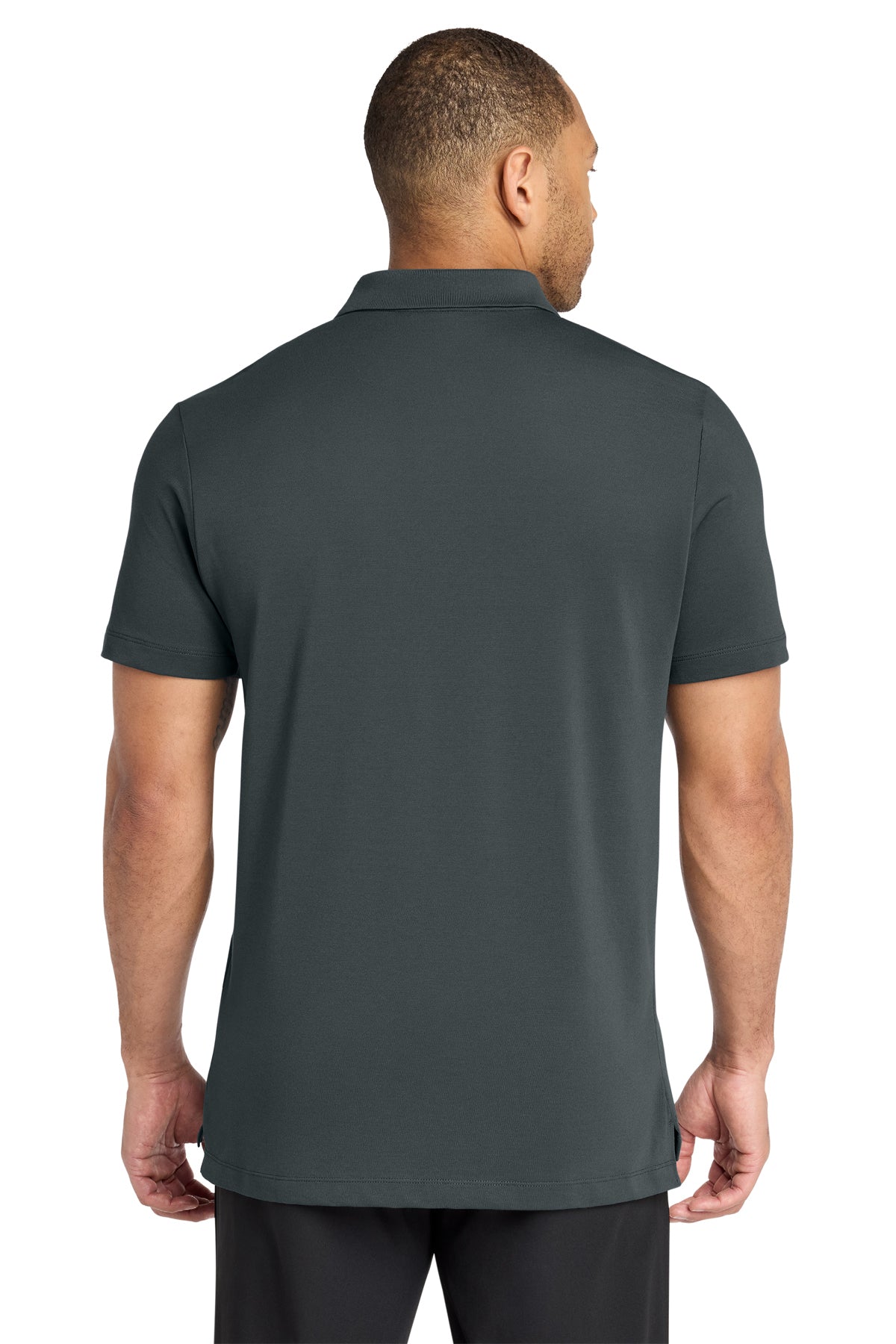 Mercer+Mettle Stretch Pique Polo in Storm Grey, back on model