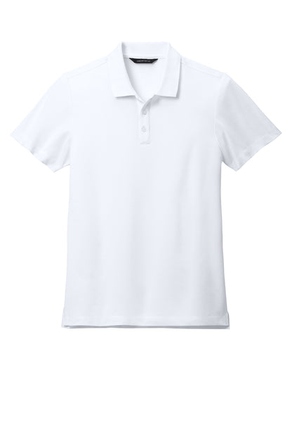 Mercer+Mettle Stretch Pique Polo in White, front flat