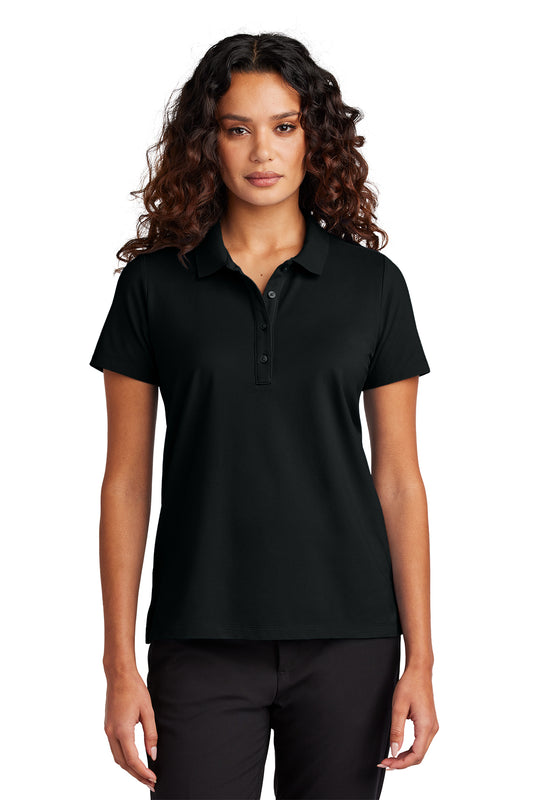 Mercer+Mettle Women’s Stretch Pique Polo in Deep Black, front on model