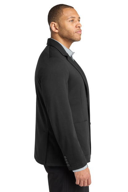 Mercer+Mettle Relaxed Knit Blazer in Deep Black, side on model