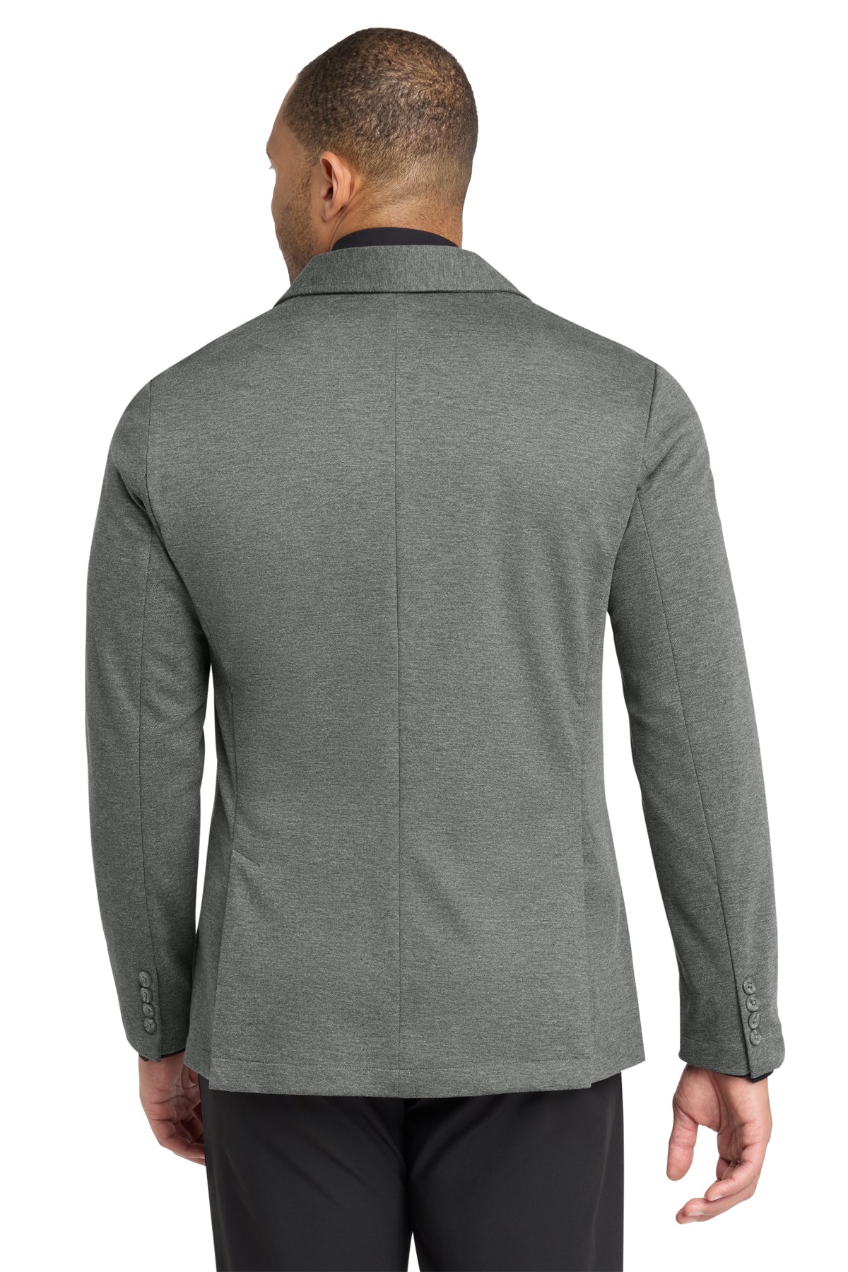 Mercer+Mettle Relaxed Knit Blazer in Storm Grey Heather, back on model