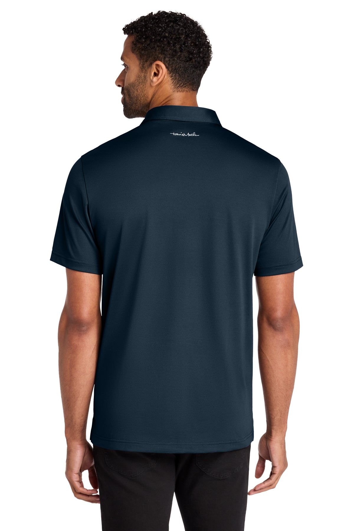 TravisMathew Cabana Solid Polo in Blue Nights, back on model