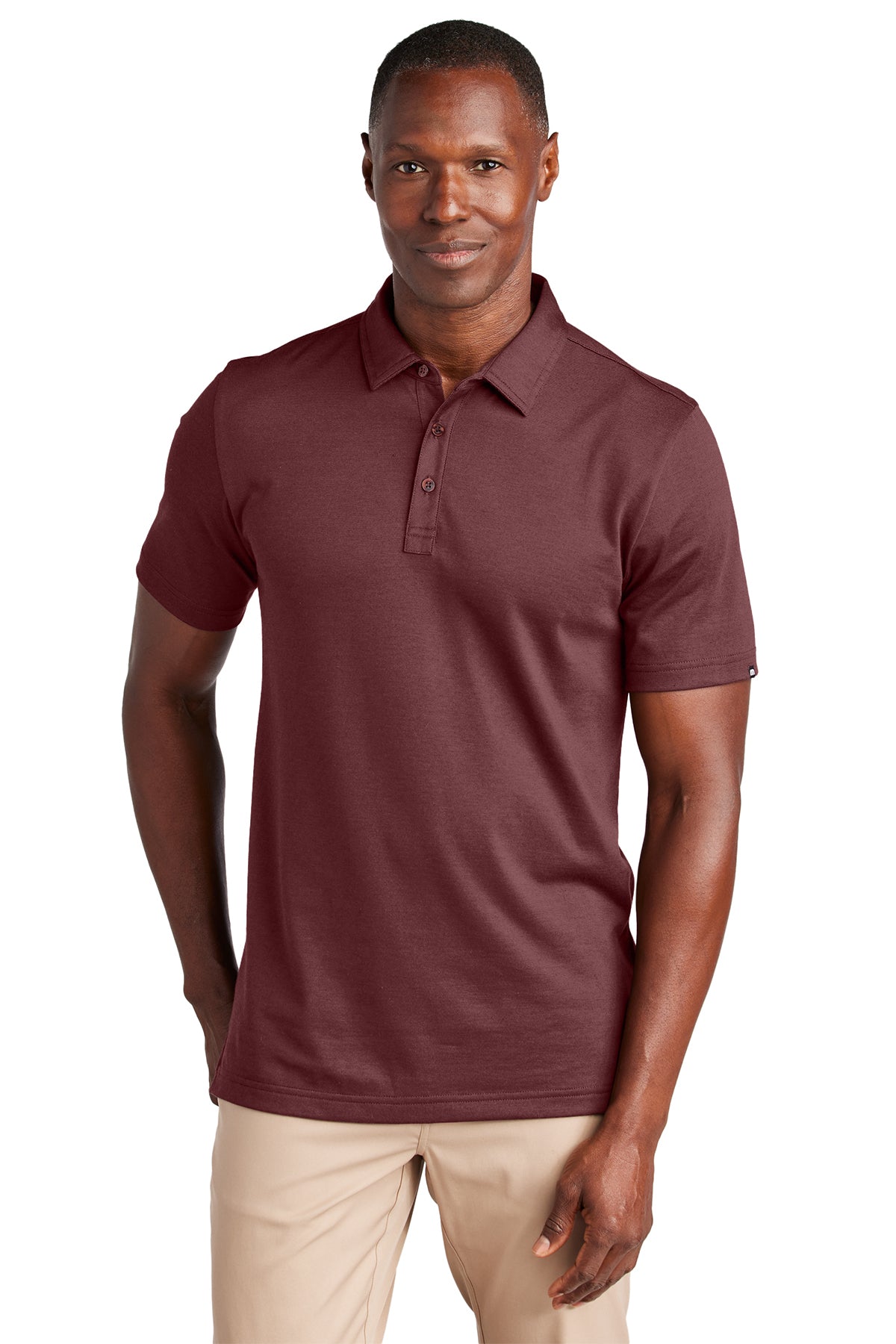 TravisMathew Sunnyvale Polo in Oxblood Heather, front on model