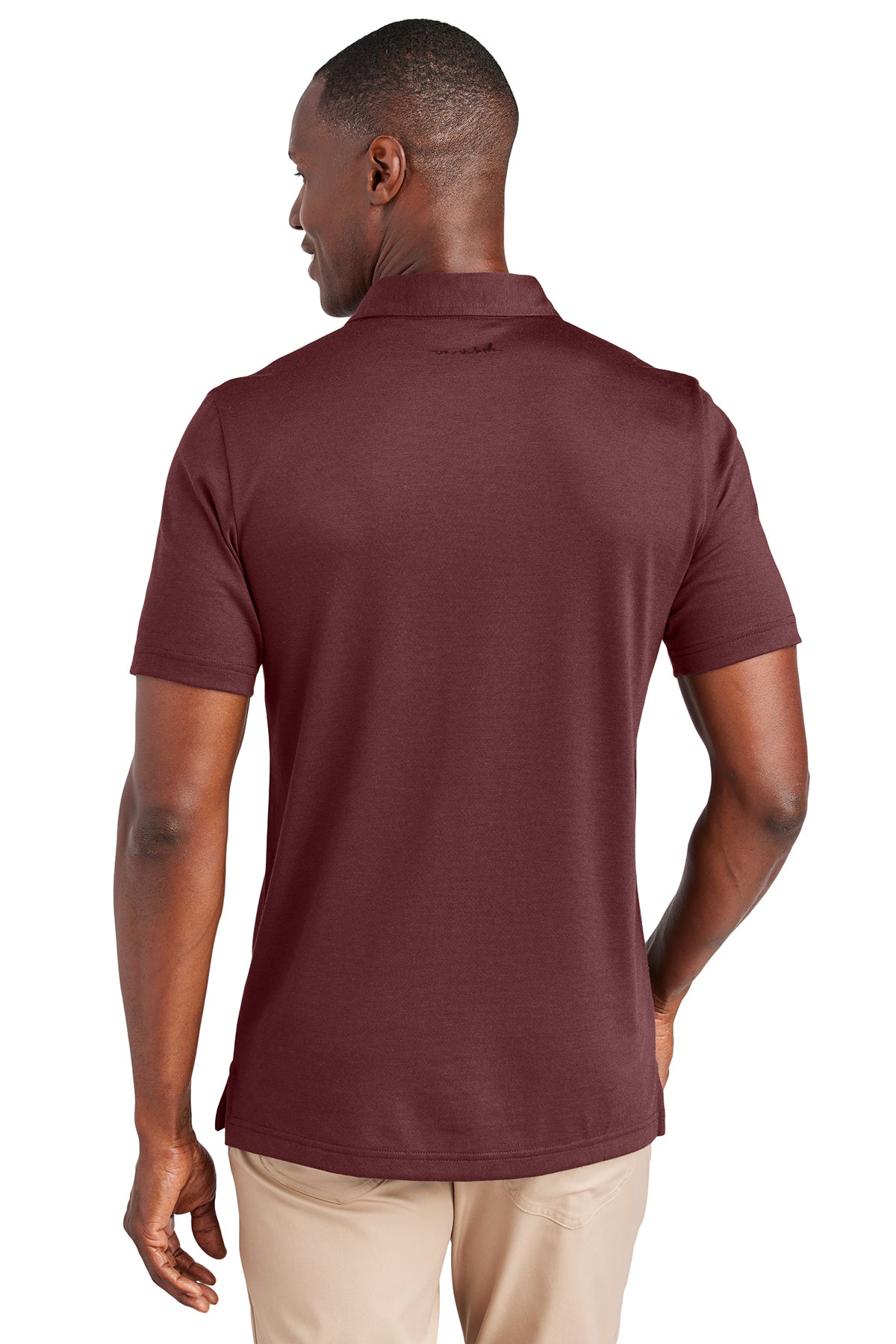 TravisMathew Sunnyvale Polo in Oxblood Heather, back on model
