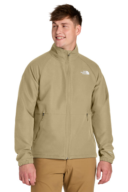 The North Face Barr Lake Soft Shell Jacket in Khaki Stone Dark Heather, front on model