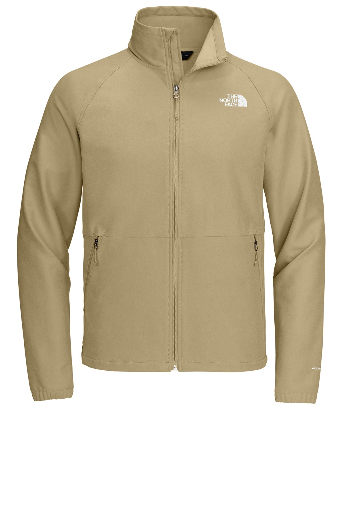 The North Face Barr Lake Soft Shell Jacket in Khaki Stone Dark Heather, front flat