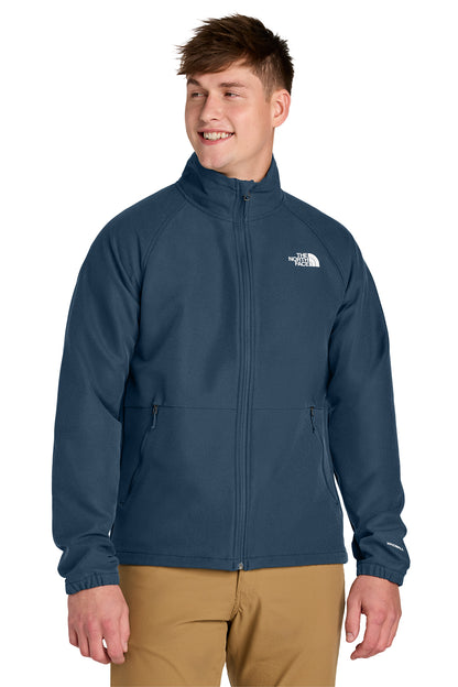 The North Face Barr Lake Soft Shell Jacket in Shady Blue Dark Heather, front on model