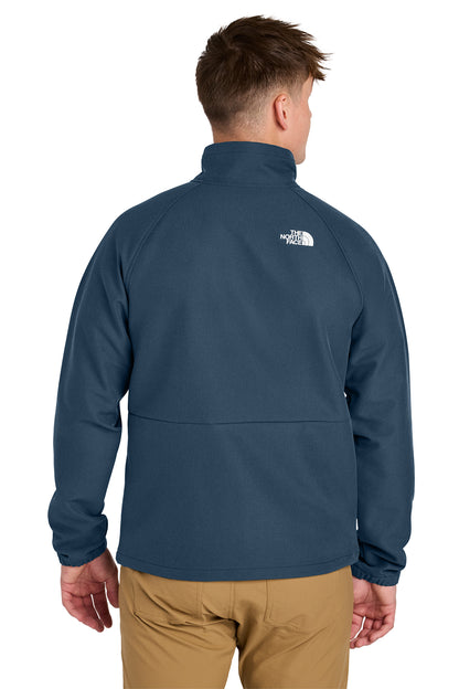 The North Face Barr Lake Soft Shell Jacket in Shady Blue Dark Heather, back on model