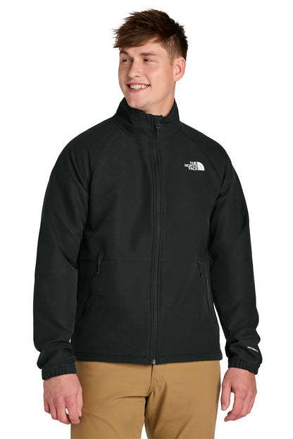 The North Face Barr Lake Soft Shell Jacket in TNF Black Heather, front on model