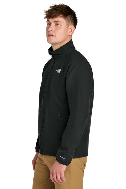 The North Face Barr Lake Soft Shell Jacket in TNF Black Heather, side on model